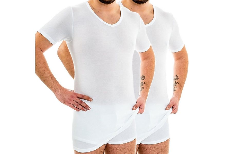 HERMKO Unterziehshirt 164887 2er Pack Extralanges Herren Shirt mit V-Aussch günstig online kaufen