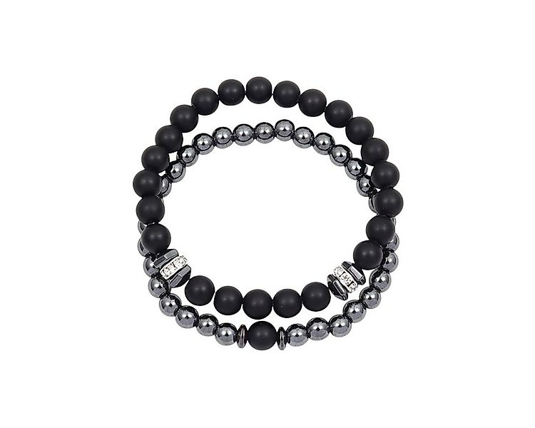 KARMA Perlenarmband Set Armband Schwarz Silber Metall Herren modern (Gesche günstig online kaufen
