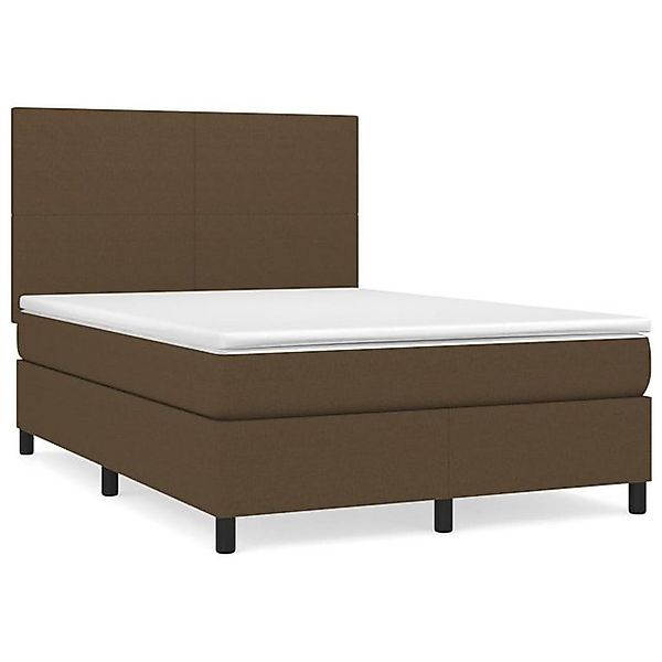 vidaXL Boxspringbett, Boxbett mit Matratze Dunkelbraun 140x200 cm Stoff günstig online kaufen