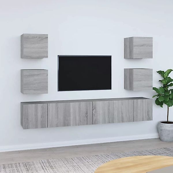 Vidaxl 7-tlg. Tv-schrank-set Grau Sonoma Holzwerkstoff günstig online kaufen