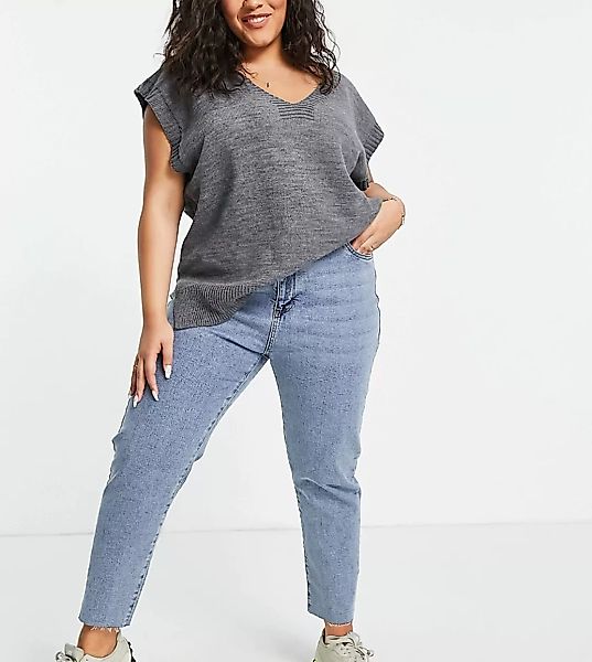 Cotton On Curve – Mom-Jeans mit hohem Bund in mittlerer Waschung-Blau günstig online kaufen