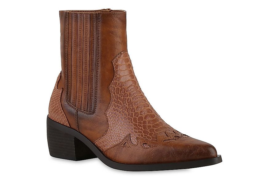 VAN HILL 841855 Cowboy Boots Damen Cowboy Boots Stiefeletten Spitze Holzopt günstig online kaufen