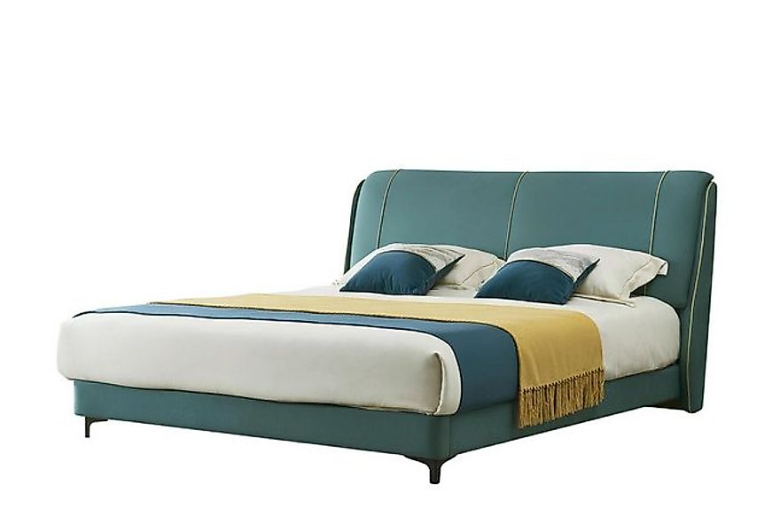 JVmoebel Bett Polsterbett Schlafzimmer Betten Textil Leder Bettgestell Blau günstig online kaufen