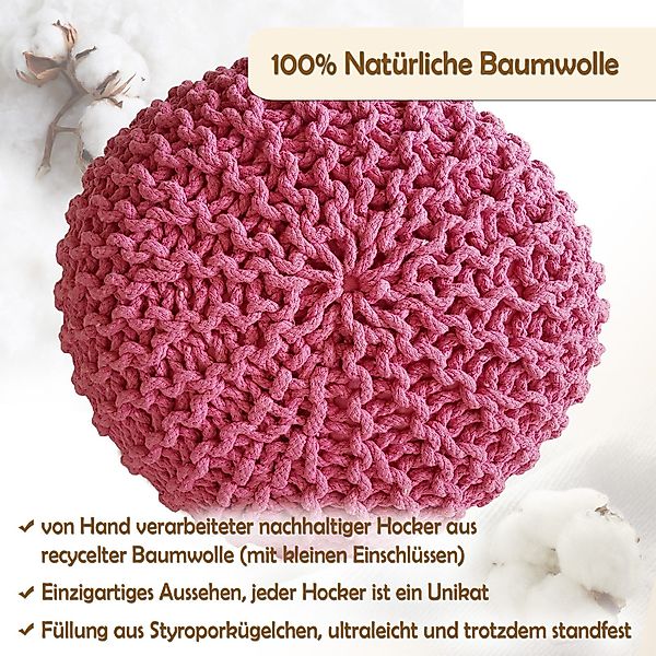 Amagohome Sitzhocker Sitzpouf Strickhocker Pouf Ø45 günstig online kaufen