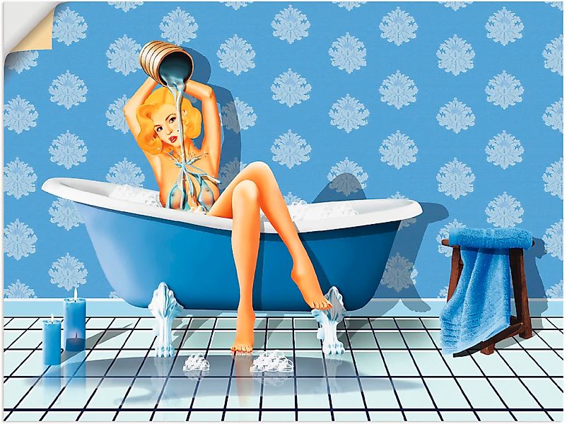 Artland Wandbild "Das sexy blaue Badezimmer", Frau, (1 St.), als Leinwandbi günstig online kaufen