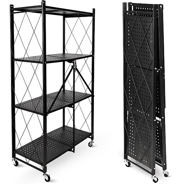 deluxe4home Mehrzweckregal Klappregal rollbar in schwarz günstig online kaufen