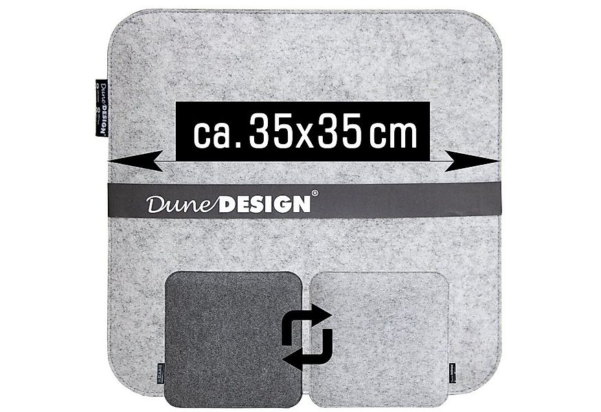 DuneDesign Stuhlkissen 35 x 35 x 3 Filz Sitzkissen - Zweifarbige Stuhlaufla günstig online kaufen
