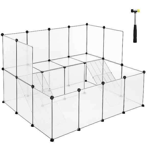 SONGMICS Kleintierkäfig, 2-stöckig mit Metallgittertreppen 143x108x92cm günstig online kaufen