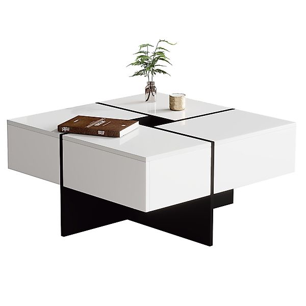 Rutaqian Couchtisch Eleganter Hochglanz-Couchtisch,Eingebautes Staufach und günstig online kaufen