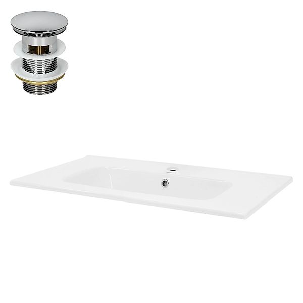 LuxeBath Waschbecken aus Keramik Weiß 81x16,5x46 cm mit Ablaufgarnitur günstig online kaufen