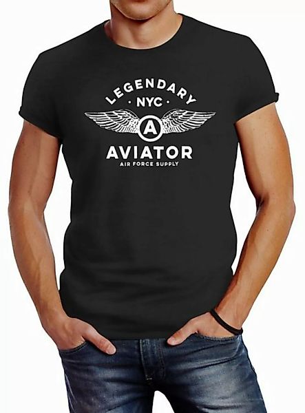 Neverless Print-Shirt Herren T-Shirt Legendary NYC Aviator Air Force Luftwa günstig online kaufen