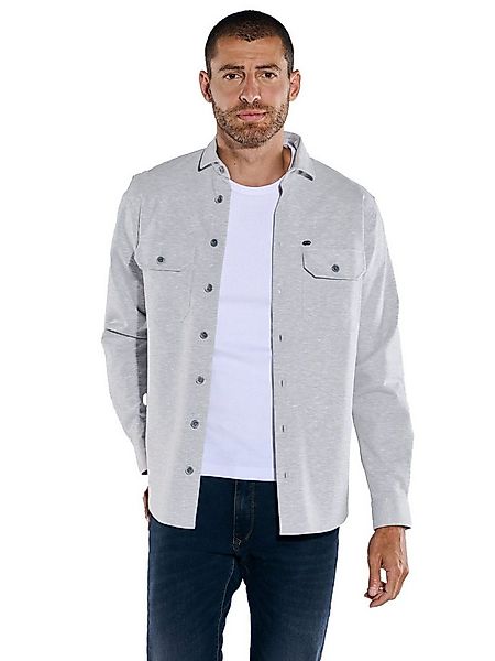 Engbers Langarmhemd Herren Overshirt slim fit, Silbergrau günstig online kaufen
