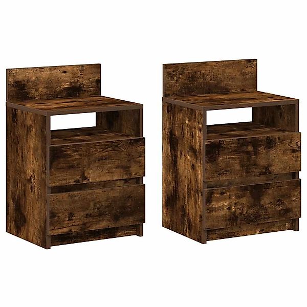 vidaXL Nachttische 2 Stk, mit 2 Schubladen Räuchereiche 40x33x60 cm 858569 günstig online kaufen