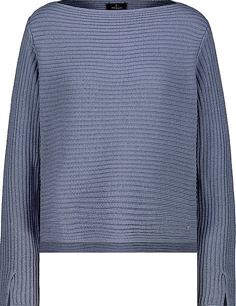 Monari Rundhalspullover Mit geripptem Design und geschlitztem Ärmelsaum günstig online kaufen