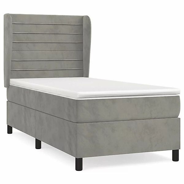 vidaXL Boxspringbett mit Matratze Hellgrau 100x200 cm Samt1396543 günstig online kaufen