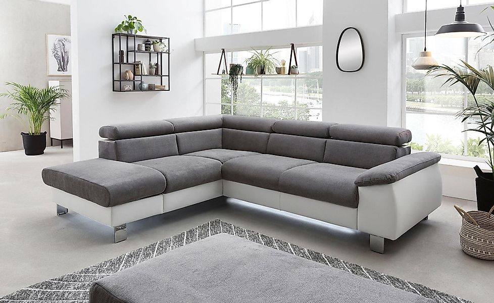 COTTA Ecksofa "Komaris L-Form, B: 249 cm" mit Kopfteilverstellung, optional günstig online kaufen