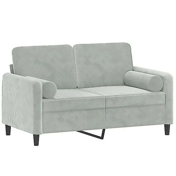 vidaXL 2-Sitzer-Sofa mit Zierkissen Hellgrau 120 cm Samt 3200871 günstig online kaufen