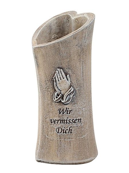 MF Grabkerze Grabvase Wir vermissen Dich in Herzform aus Polyresin, grau (1 günstig online kaufen