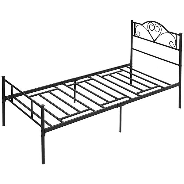 HOMCOM Einzelbett Rahmen aus Stahl 95x211x106cm, Integrierte Lattenrost, Ko günstig online kaufen