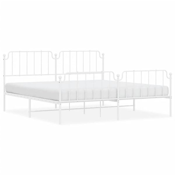 vidaXL Bettgestell mit Kopf- und Fußteil Metall Weiß 200x200 cm 373961 günstig online kaufen