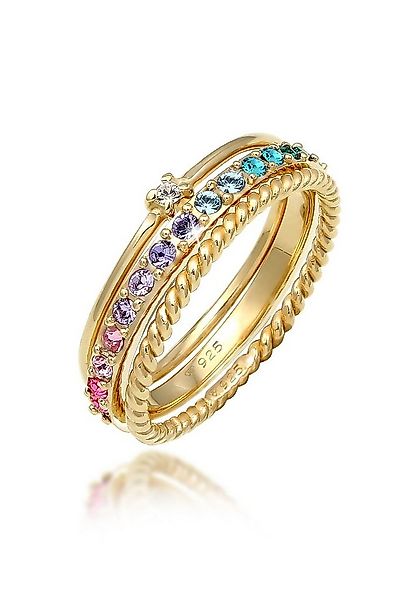 Elli Ring-Set Kristalle Farbig Regenbogen Set (3 tlg) 925 Silber, Ring Set günstig online kaufen