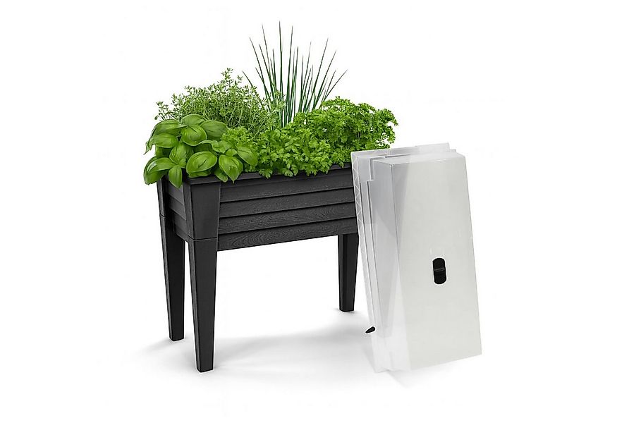 BURI Hochbeet Hochbeet mit Deckel 78x40x84 cm Frühbeet Kunststoff Grau Pfla günstig online kaufen