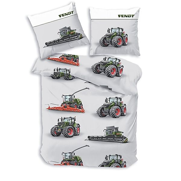 Träumschön Bettwäsche Biber 135x200 cm, FENDT Traktor & Mähdrescher aus 100 günstig online kaufen