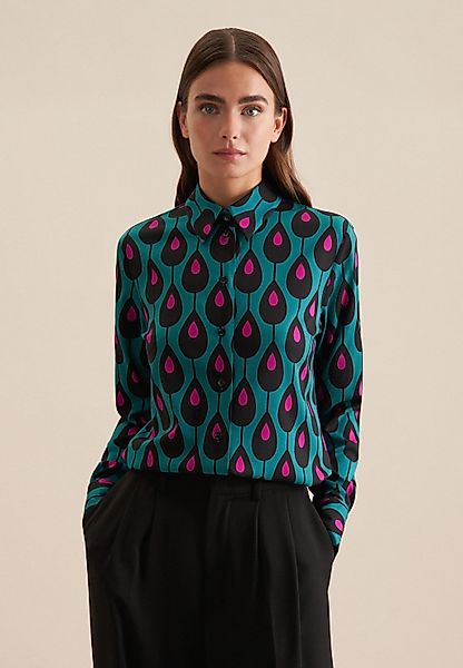 seidensticker Hemdbluse "Schwarze Rose", Langarm Kragen Druck günstig online kaufen