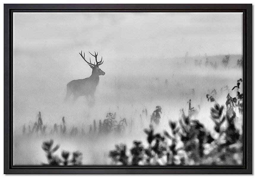 Pixxprint Leinwandbild Hirsch im Nebel, Wanddekoration günstig online kaufen