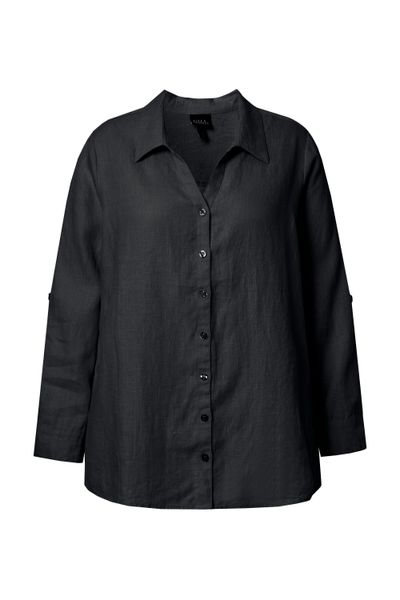 Ulla Popken Hemdbluse Bluse Leinen offener günstig online kaufen