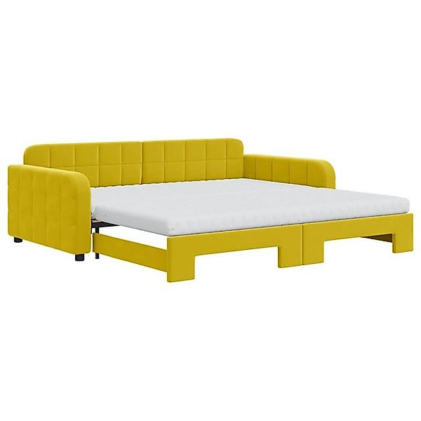 vidaXL Bettgestell, Tagesbett Ausziehbar mit Matratzen Gelb 100x200 cm Samt günstig online kaufen