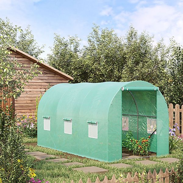 Outsunny Foliengewächshaus Tomatengewächshaus 395x195x190cm mit 6 Netzfenst günstig online kaufen