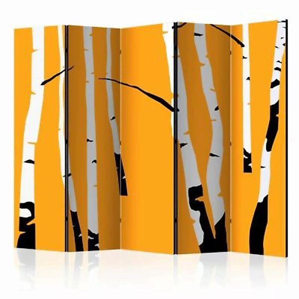 artgeist Paravent Birches on the orange background II [Room Dividers] gelb- günstig online kaufen