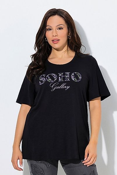 Ulla Popken T-Shirt T-Shirt Schriftzug A-Linie Rundhals günstig online kaufen