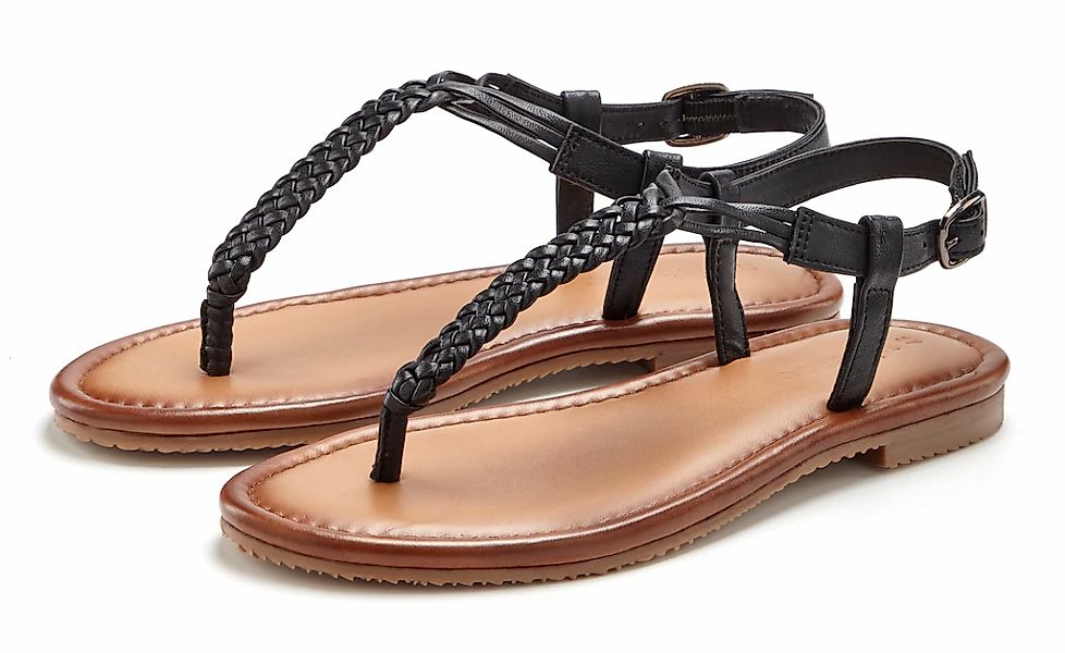 Vivance Zehentrenner Sandalette, Sommerschuh,Sandale aus Leder mit Flecht-O günstig online kaufen