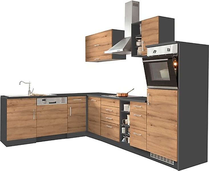 KOCHSTATION Winkelküche "KS-Colmar", mit E-Geräten, Stellbreite 210/300 cm günstig online kaufen