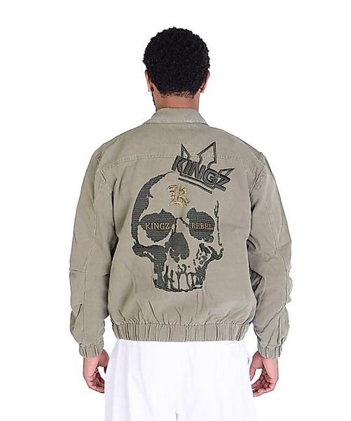KINGZ Jeansjacke Lässige KINGZ Jeansjacke mit Totenkopf Blau S Totenkopf Be günstig online kaufen