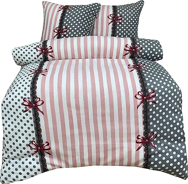 One Home Bettwäsche Winter Fleece, Fleece, 3 teilig, Punkte und Streifen, k günstig online kaufen