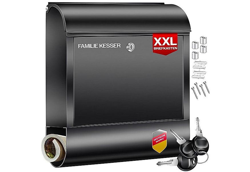 KESSER Briefkasten, Wandbriefkasten aus Edelstahl mit Zeitungsfach gebürste günstig online kaufen
