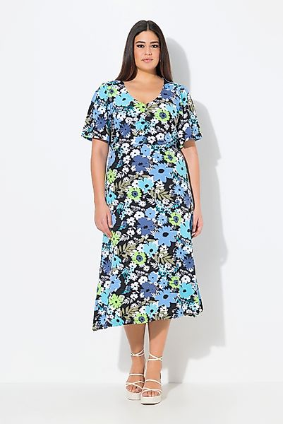 Ulla Popken Jerseykleid Jersey-Midikleid A-Linie V-Ausschnitt günstig online kaufen