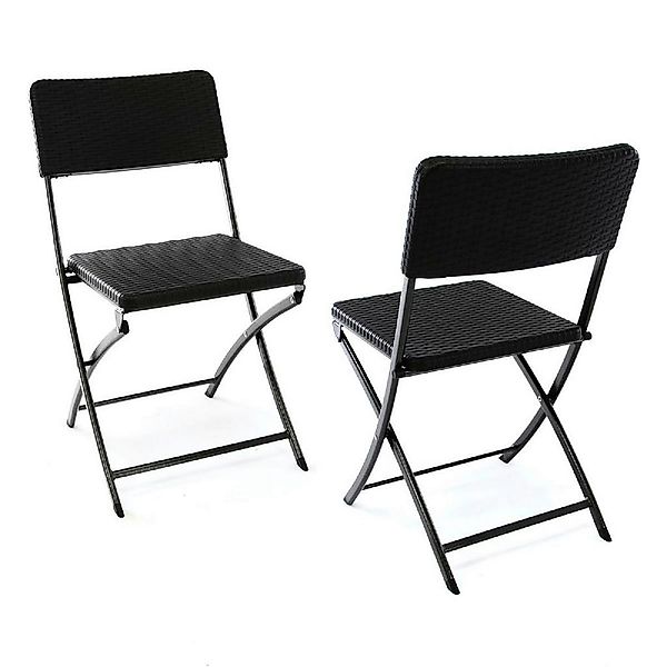 VCM Klappstuhl-Set schwarz Polyrattan B/H/T: ca. 40x80x38 cm günstig online kaufen