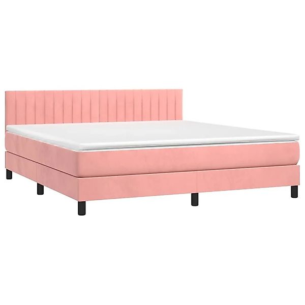 vidaXL Boxspringbett mit Matratze & LED Rosa 160x200 cm Samt 3134536 günstig online kaufen