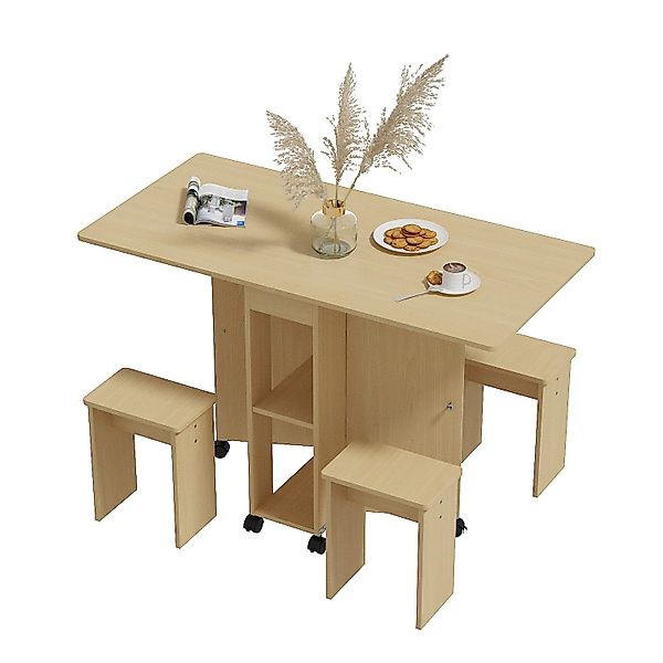 FUFU&GAGA Klapptisch Klappbarer Esstisch mit Hocker günstig online kaufen