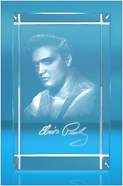 Dekofigur 3D Glasquader Motiv: 3D Autogramm Elvis Presley, Hochwertige Gesc günstig online kaufen