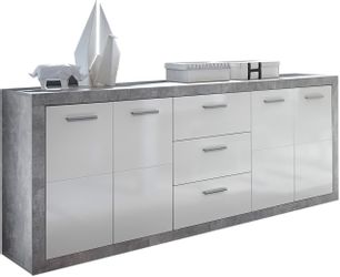 HBZ Sideboard "Stone weiß Hochglanz, Wohnzimmerschrank BxHxT 206x90x45 cm" günstig online kaufen