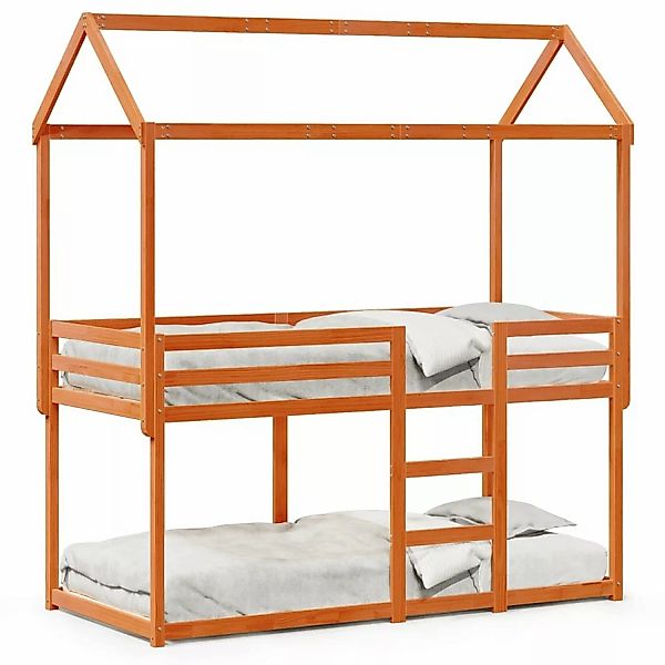 vidaXL Etagenbett mit Dach Wachsbraun 75x190 cm Massivholz Kiefer2104779 günstig online kaufen