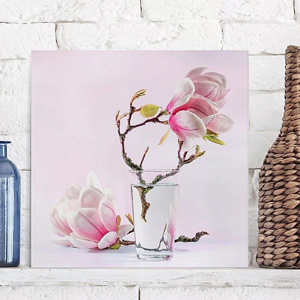 Leinwandbild - Quadrat Magnolie im Glas günstig online kaufen