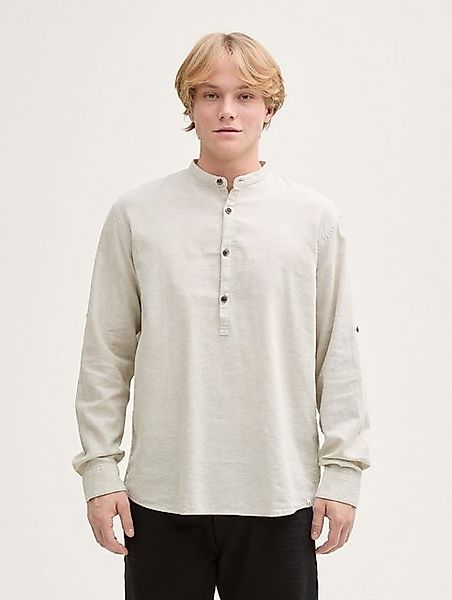 TOM TAILOR Denim Langarmhemd Relaxed Fit Tunika Hemd mit Leinenanteil günstig online kaufen
