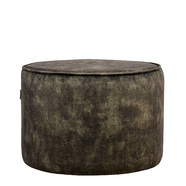 Runder Sitzpouf in Dunkelgrün Vintage Velours Bezug günstig online kaufen