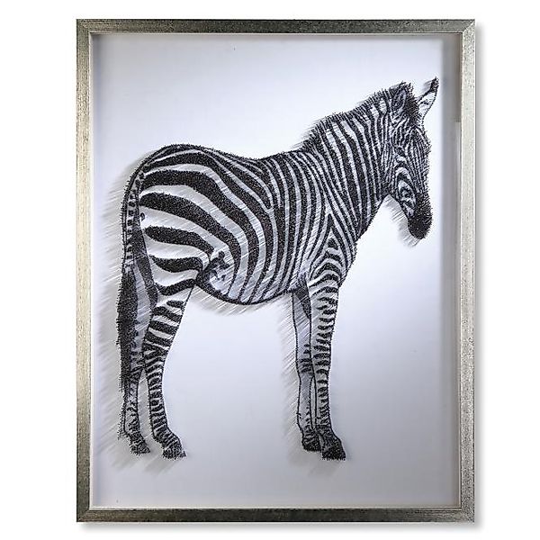 Bild Gemälde Zebra Design 80 cm x 100 cm Schwarz / Grau / Weiß günstig online kaufen